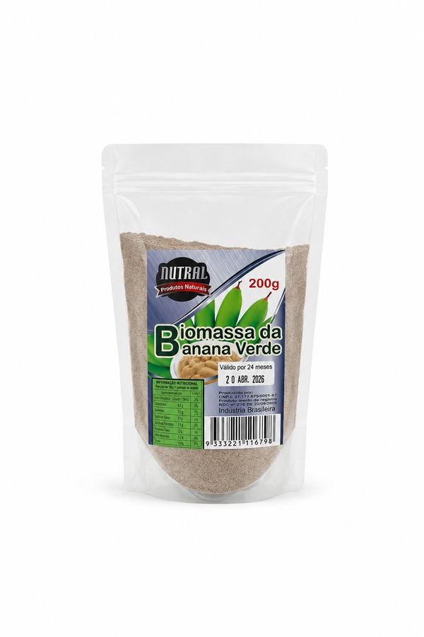 Biomassa de Banana Verde em Pó Nutral 200g Amido Resistente para a Flora Intestinal